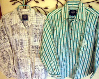 Lot of (2) Levi's Dockers Plaid Button-Down Shirts - Medium Petite Lot