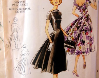 Vogue V1084 Vintage 1956 Dress Sewing Pattern - Size 6-12 Retro Fit & Flair - NEW UNCUT