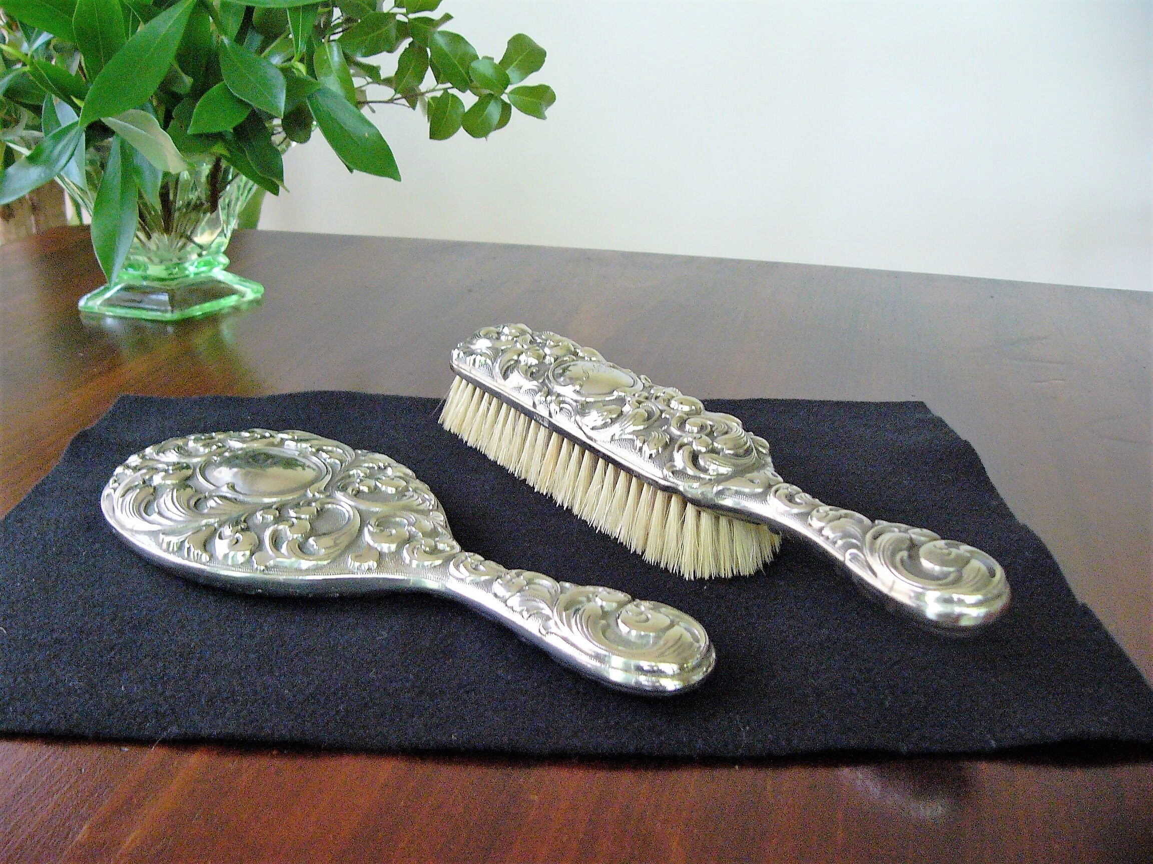 Silver Plate Brush and Mirror Vintage Dressing Table Set Etsy
