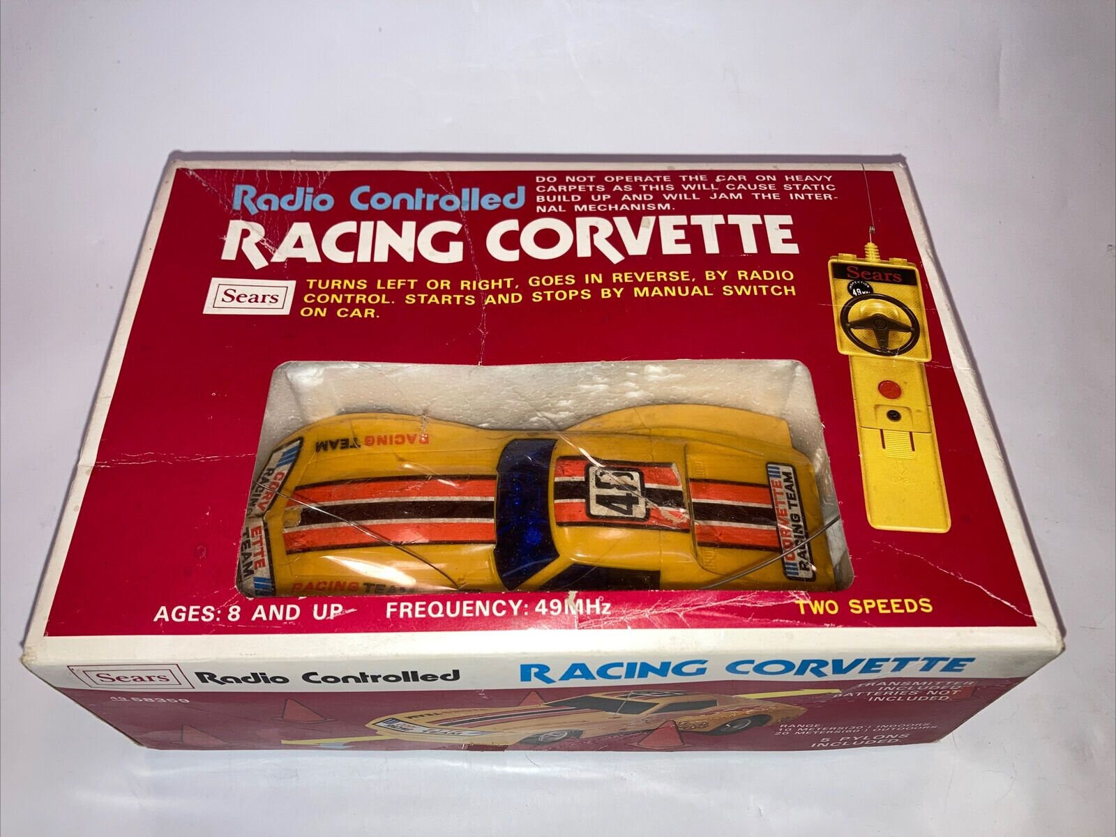 1969 Sears Radio Controlled Racing Corvette Race Car as is Transmitter