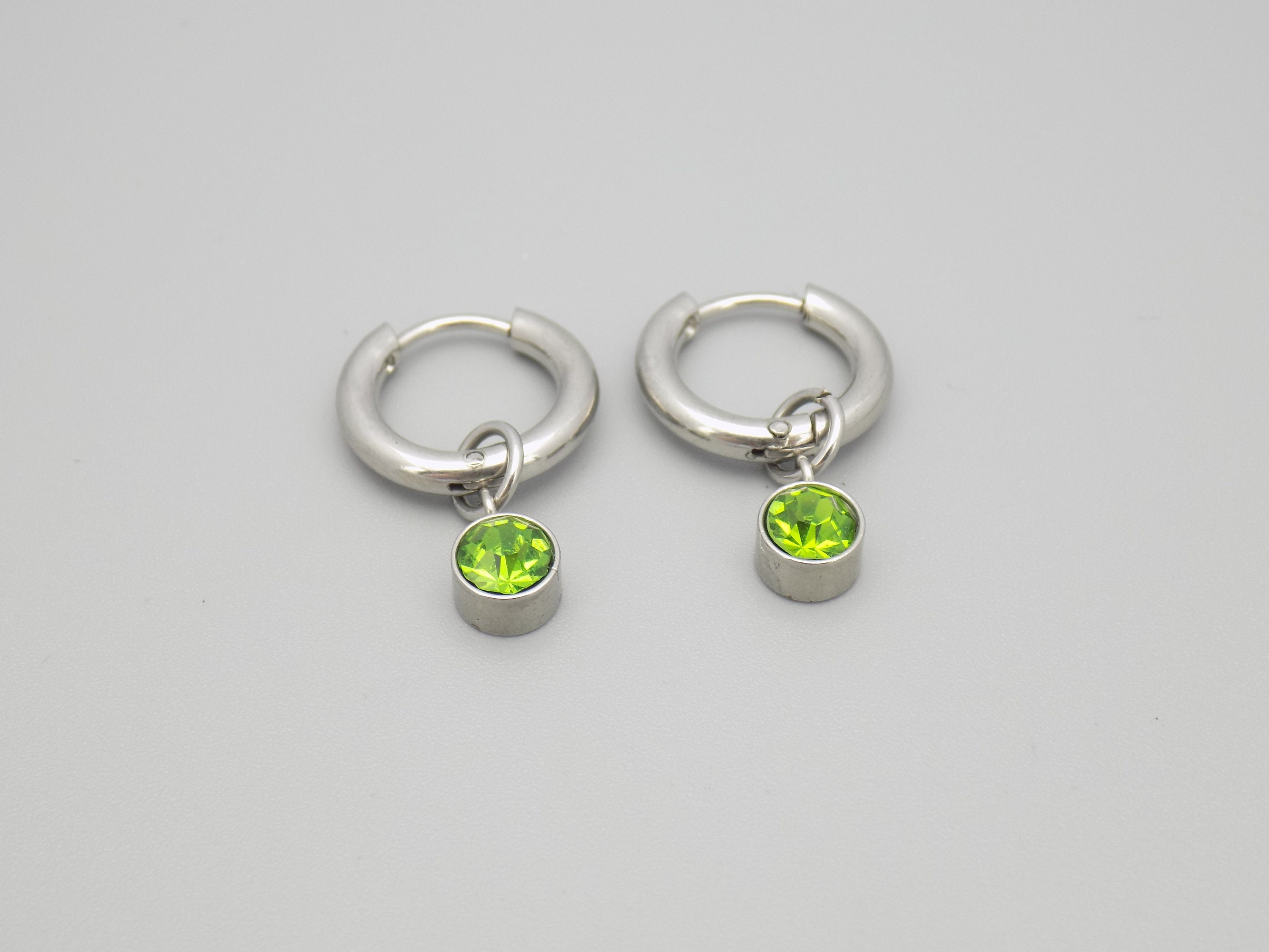 August Birthstone Earrings Huggie Earrings Green Earrings - Etsy