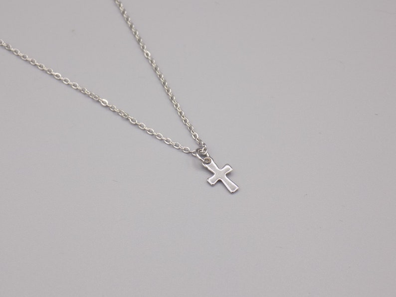stainless steel necklace cross necklace silver necklace small charm necklace small cross necklace gift for her Silver cross necklace