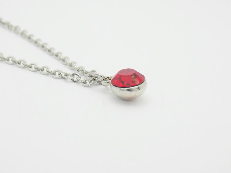 birthstone jewelry Birthstone necklace garnet birthstone July jewelry Stainless steel necklace necklace gift for her