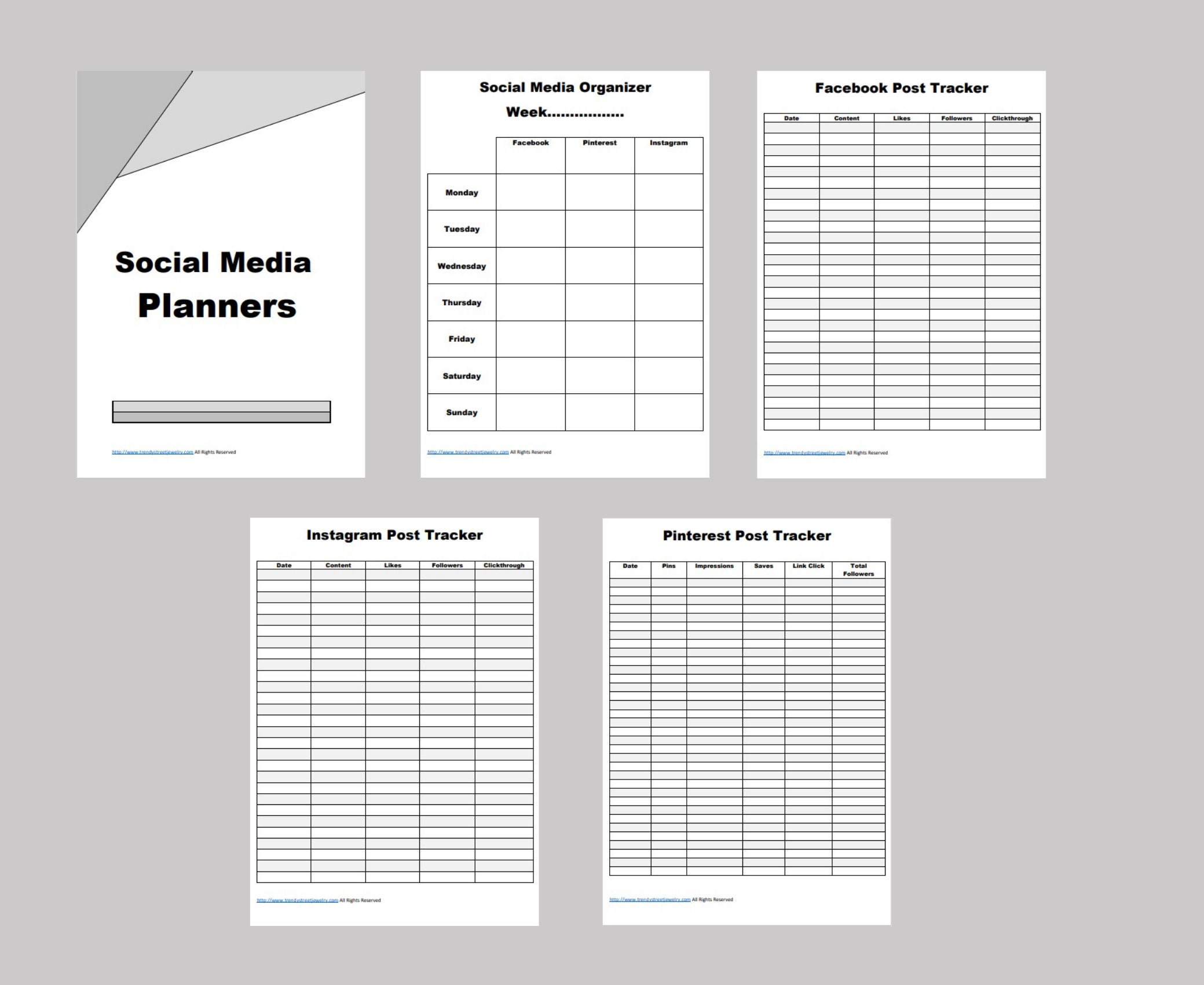 Social Media Organizer PDF Downloadbare PDF Planner PDF Etsy
