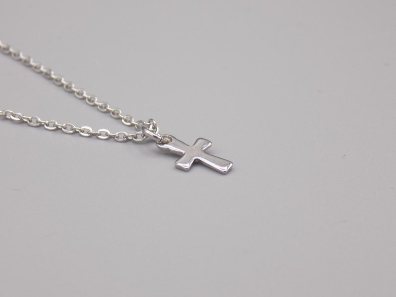 stainless steel necklace cross necklace silver necklace small charm necklace small cross necklace gift for her Silver cross necklace