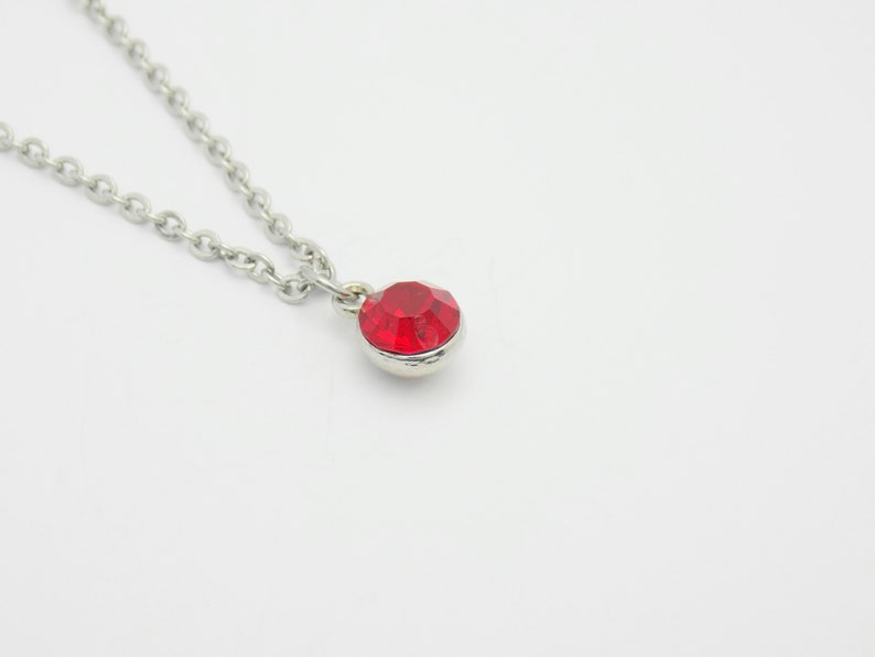birthstone jewelry Birthstone necklace garnet birthstone July jewelry Stainless steel necklace necklace gift for her