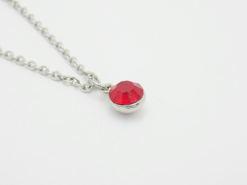 birthstone jewelry Birthstone necklace garnet birthstone July jewelry Stainless steel necklace necklace gift for her