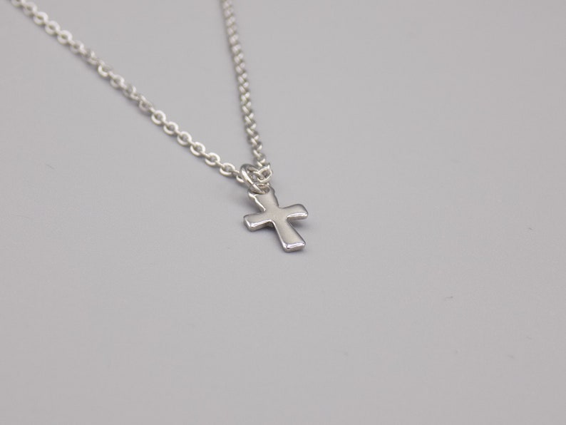 stainless steel necklace cross necklace silver necklace small charm necklace small cross necklace gift for her Silver cross necklace