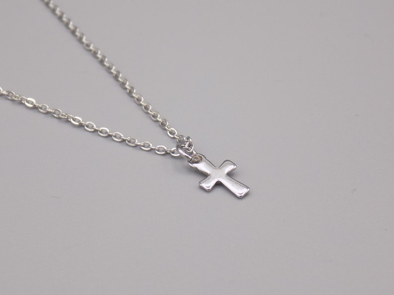 stainless steel necklace cross necklace silver necklace small charm necklace small cross necklace gift for her Silver cross necklace