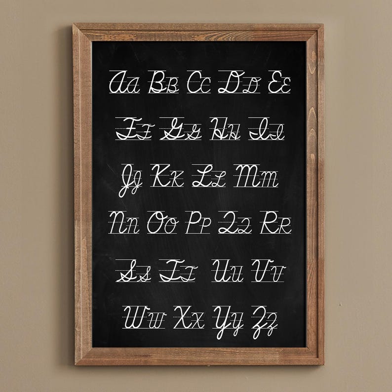 PRINTABLE Chalkboard Alphabet Poster, Classic, Cursive, Homeschool ...
