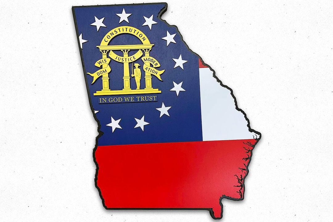 State Shape Wood Flag, State Flag, Flag, State