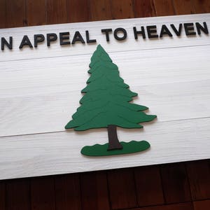 Pine Tree Wood Flag, Reclaimed Cedar Wood, Patriotic, 3D, Wooden, vintage, art, wall art, USA, An Appeal To Heaven, Tea Party home decor