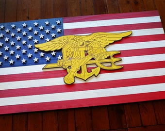 Navy Seals American Flag, US Navy Seals Wood Flag, US Navy Seals Flag, US Wood Flag, Navy, Seals, Marines, Trident, Seal Team 6, Frogmen