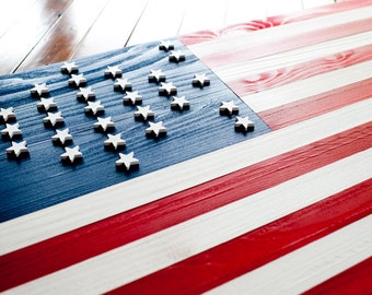 Fort Sumter Wood Flag, American Flag, American Wooden Flag, US Flag, US Wood Flag, Wooden Flag, Civil War, South Carolina, Red, White, Blue