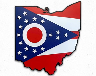 Ohio State Shape Wood Flag, Ohio State Flag, Ohio Flag, Wood Flag, State Flag, Map, Cleveland, Cincinnati, Columbus, Buckeyes, Bengals, OSU