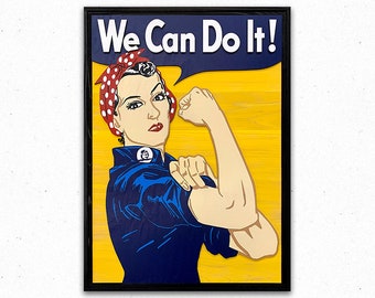 Rosie the Riveter Wood Wall Art, Rosie the Riveter wooden artwork, Multilayered 3D wood