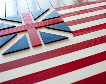 Grand Union Wood Flag, 3D American Wall Art, Western Red Cedar