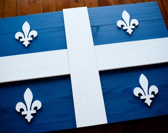 Quebec Wood Flag, Fleurdelisé Wall Art, Home Decor