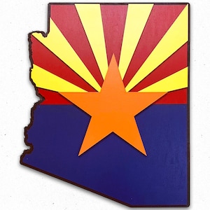 Arizona State Shape Wood Flag, Arizona State Flag, Arizona Flag, Wood State Flag, State Flag, Map, Phoenix, Tucson, Sonoma, Cardinals, USA
