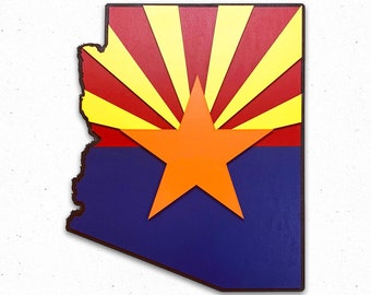 Arizona State Shape Wood Flag, Arizona State Flag, Arizona Flag, Wood State Flag, State Flag, Map, Phoenix, Tucson, Sonoma, Cardinals, USA