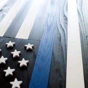 Thin Blue Line Wood Flag, Thin Blue Line Flag, US Flag, Police Flag, Wooden Flag, Wall Art, Stars and Stripes, Old Glory, Police, Blue line