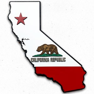 California State Shape Wood Flag, California State Flag, California Flag, State Flag, Wooden Flag, UCLA, USC, Los Angeles, Map, 49ers, Rams