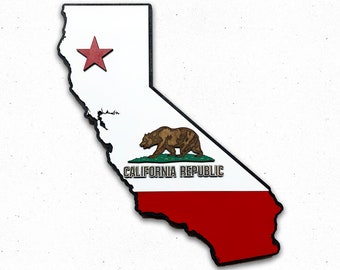 California State Shape Wood Flag, California State Flag, California Flag, State Flag, Wooden Flag, UCLA, USC, Los Angeles, Map, 49ers, Rams