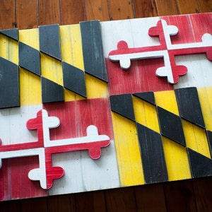 Maryland Vintage Wood Flag, Maryland Weathered Wooden Flag, Maryland Antique Flag, Baltimore, One of a Kind, wall art, wood flag, home decor