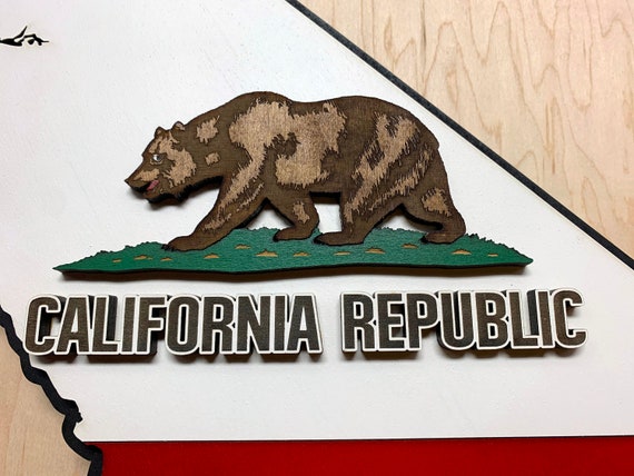 California State Flag T-Shirt Vintage Wood Grain Bear California State Flag T-Shirt Vintage Wood Grain Bear