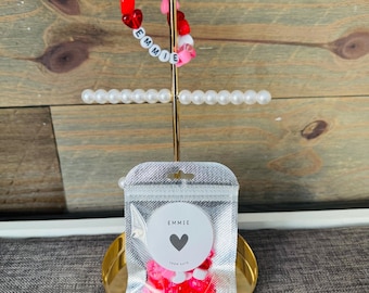 Valentine BFF Bracelet Kit | DIY Heart Bead Bracelet Craft | Personalized Name Friendship Bracelet | Kids Valentine Gift | Party Favor Kit
