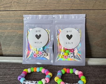 BFF Bracelet Kit for Kids | DIY Friendship Bracelet Craft | Personalized Name Bead Kit | Fun Best Friend Gift for Girls | Party Favor Craft