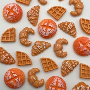 Breakfast Magnet Set, Croissant Bread Waffle Magnet, Gift for Baker, Cute Locker Decor, Funky Maximalist Decor, Eclectic Decor