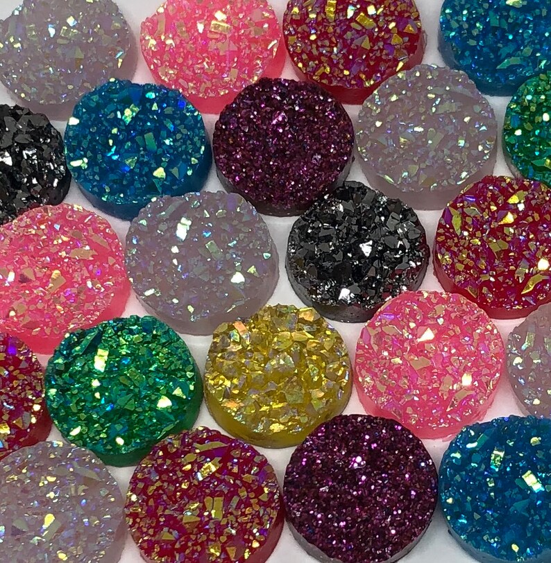 Druzy Round Glitter Rock Etsy