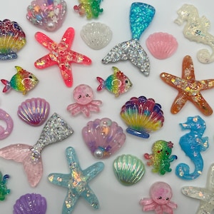 Beach Magnet, Glitter Mermaid Magnet, Octopus Magnet, Beach Decor, Fun Home Decor, Colorful Locker Decor, Cute Fridge Magnet, Cubicle Decor