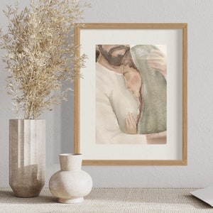 Solace - Christ and Woman Physical Art Print, Jesus Christ print, Jesus Wall Art, pictures of Christ hugging girl digital, Christian art