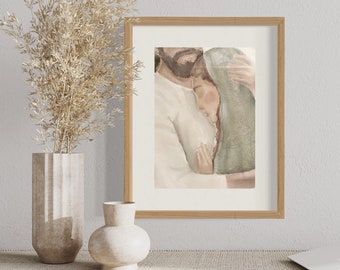 Solace - Christ and Woman Physical Art Print, Jesus Christ print, Jesus Wall Art, pictures of Christ hugging girl digital, Christian art