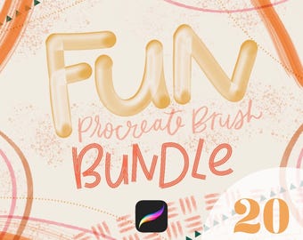 Fun Procreate Brush Bundle| 20 Unique Brushset | Bubble Brush, 3D Brush, Dot Brush, Flat Brush, Watercolor Brush, Designer Brush