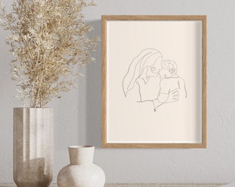 Christ and Child Physical Print- Boy or Girl Variation, Jesus Christ art print, line drawing art, baptism gift, primary, lds, Christian