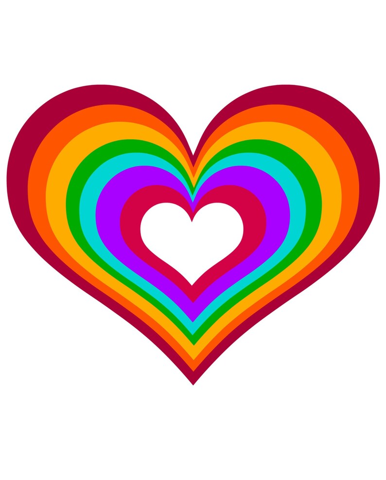 RAINBOW HEART Downloadable Image / Printable Art / - Etsy