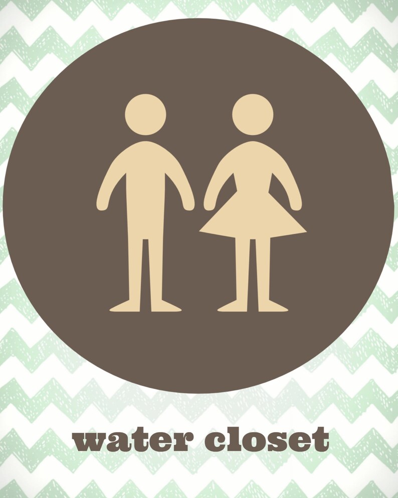 WATER CLOSET SIGN / Downloadable Image / Bathroom Art / Etsy
