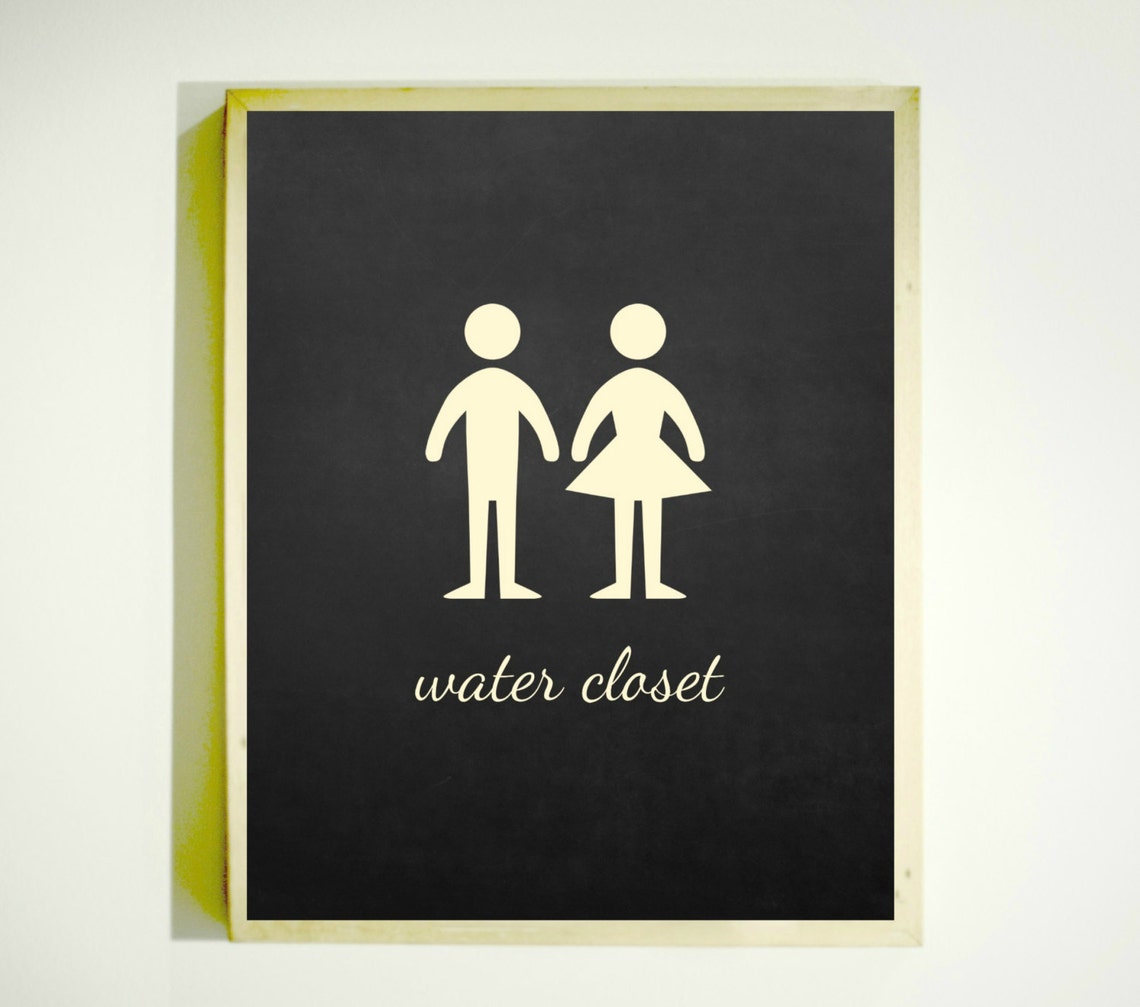 WATER CLOSET SIGN / Downloadable Image / Bathroom Art / Etsy