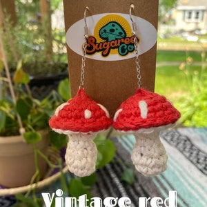 Crochet earrings, merry mushroom