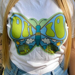 Farfalla dell&#39;Ohio, T-shirt grafica, regalo anni &#39;70, Ohio, T-shirt con farfalla, T-shirt Ohio, regalo Ohio, regalo hippie, Hanes Comfort Colors