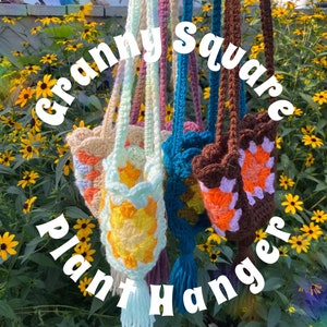 Plant Hanger, Groovy Granny plant hanger, crochet planter, crochet hanging planter