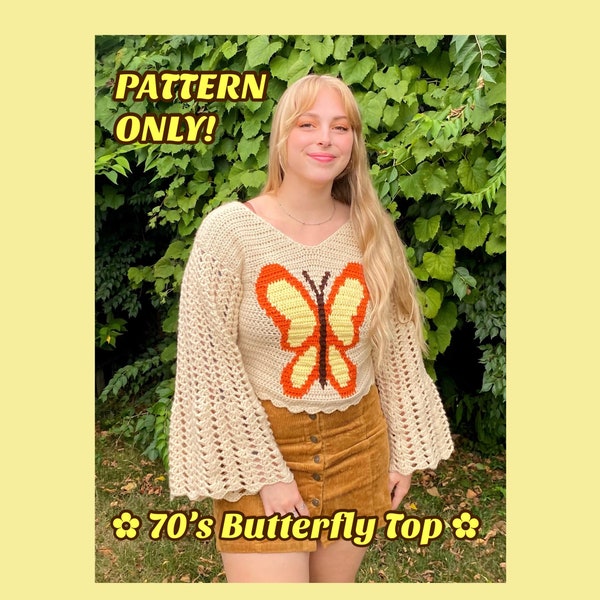 CROCHET PATTERN: 70’s Butterfly Top