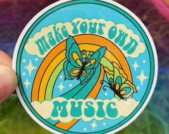 Butterfly Sticker, Make your own music, Laptop Stickers, Water Bottle, 70s Gift, Grateful Dead 60s 70s