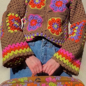 CROCHET PATTERN, Funky Flower Sweater image 4