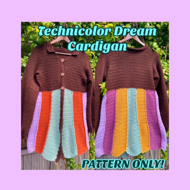 CROCHET PATTERN: Technicolor Dream Cardigan image 1