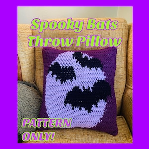CROCHET PATTERN, Spooky Bats Pillow, PDF Pattern, Crochet Bats, Halloween Crochet