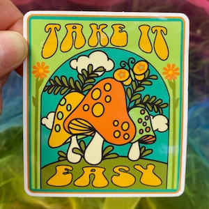 Mushroom Sticker, Mushroom, Laptop Stickers, Water Bottle, Mushroom Gift, Take it Easy Sticker, Grateful Dead 60s 70s